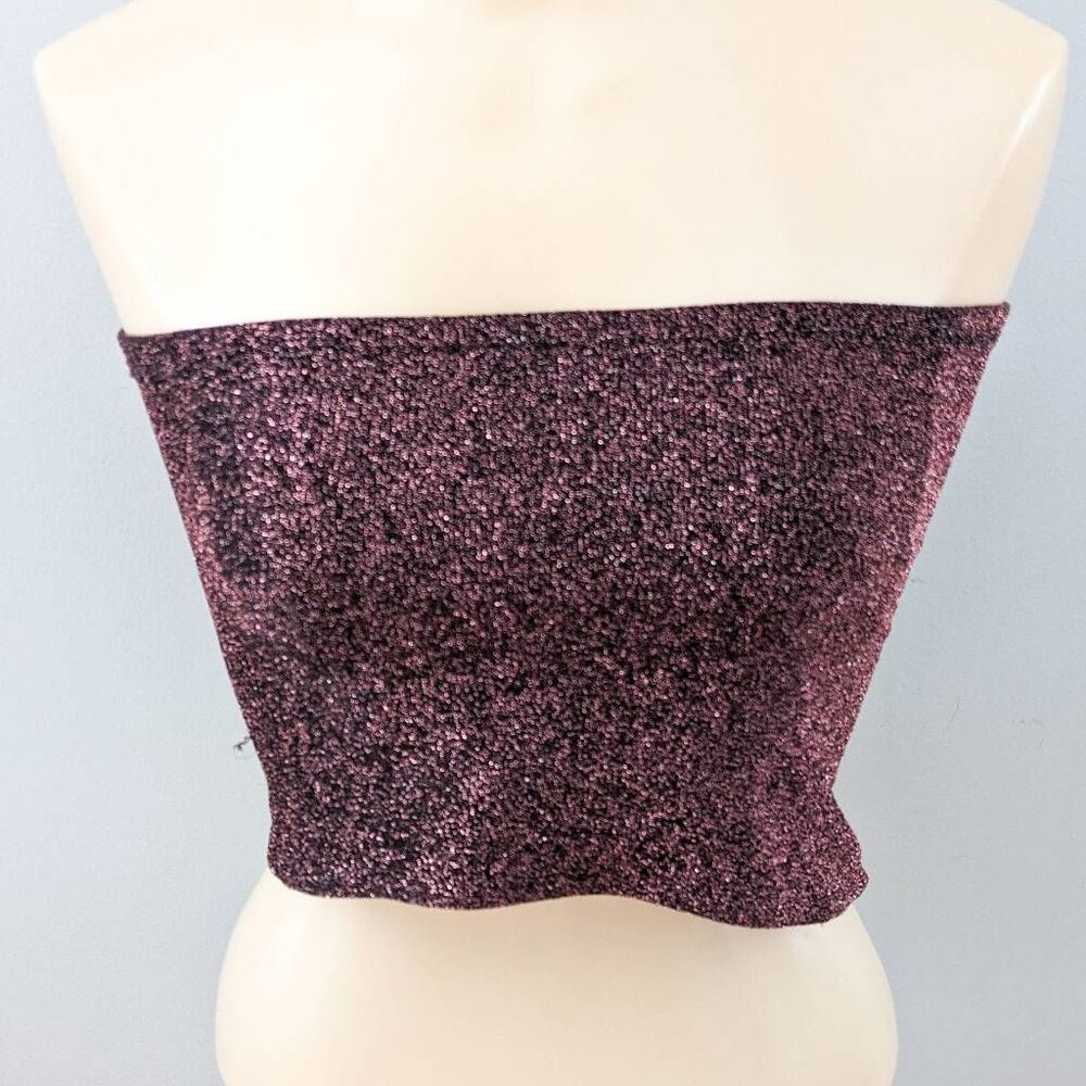 Wild Fable Maroon Sparkle Tube Top Bandeau - Picture 2 of 5